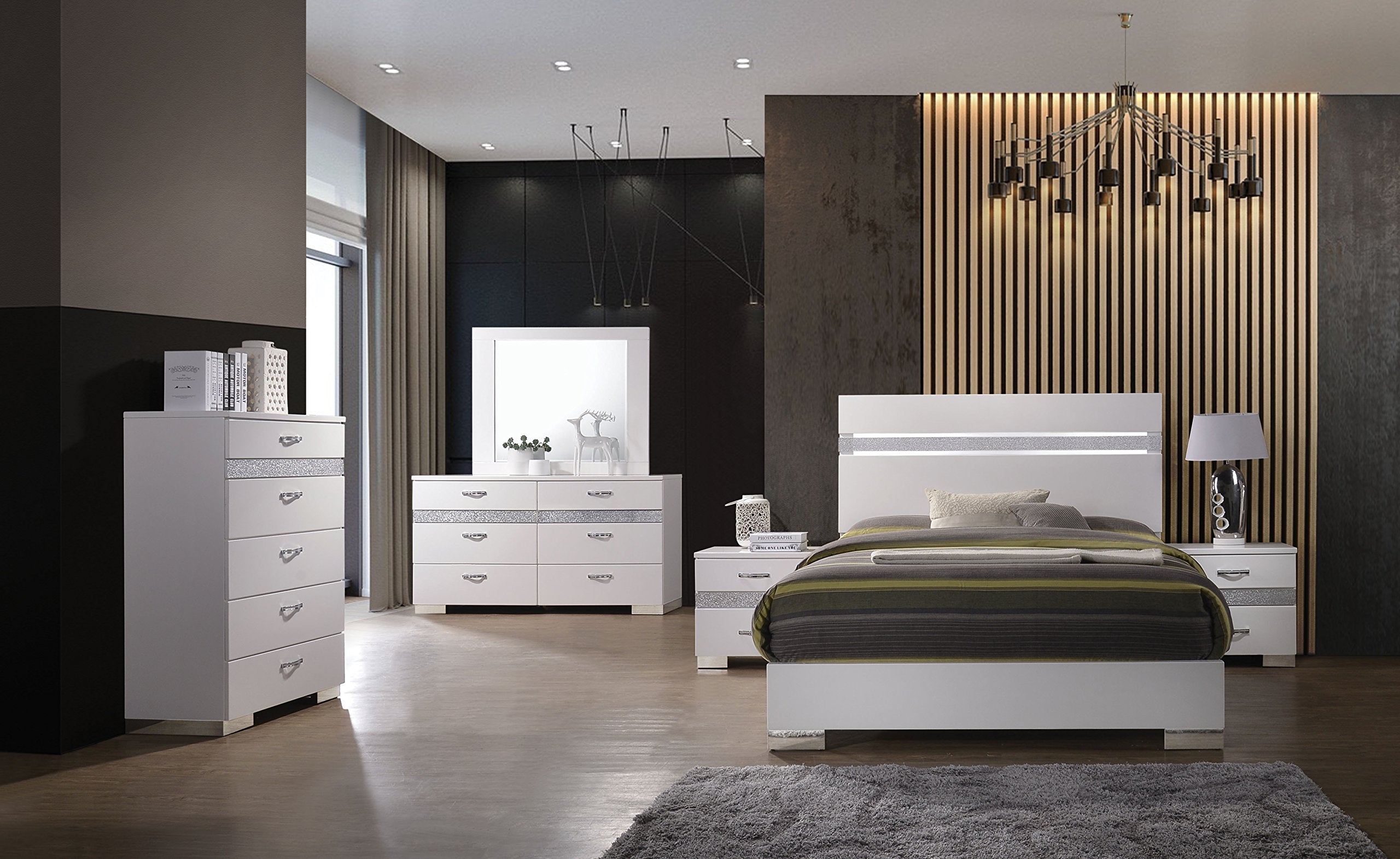 Acme Naima Ii Wood And Metal 2-Drawers Bedroom Nightstand In White